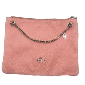 Coach Pebbled Convertible crossbody shoulder bag silver pink F52901